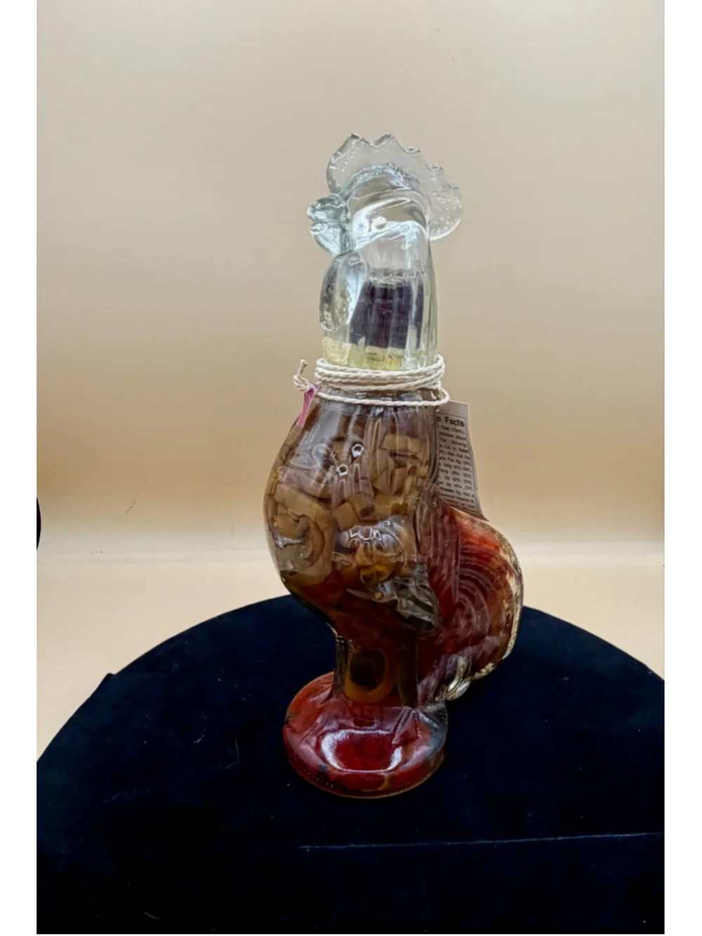 Shonfeld's Rooster Shaped Decorative Vinegar Bottle, One Size, Clear and Red